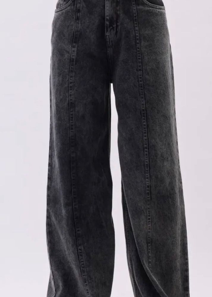 charcoal grey wide leg jean