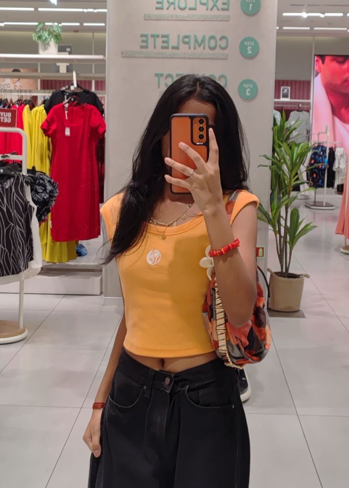 Cute Orange Cropped Tank Top