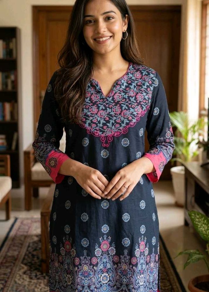 Beautiful Printed black and pink Kurta