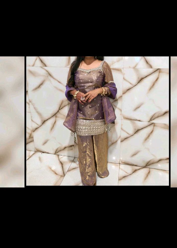 Beautiful Purple &amp; Gold Ethnic Kurta Set