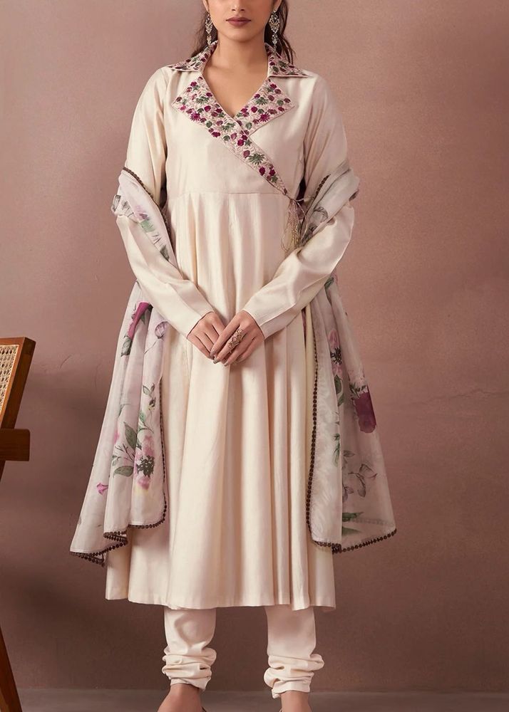 angrakha kurta embroidered set