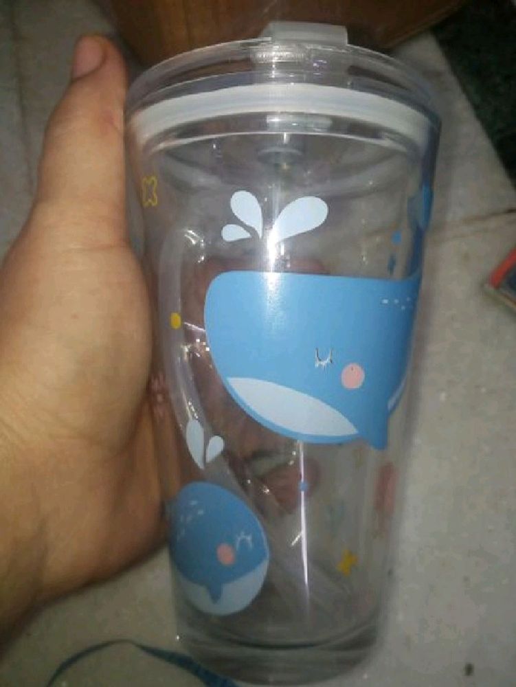 Glass Tumblr with Silicone Straw and Lid for Milk,