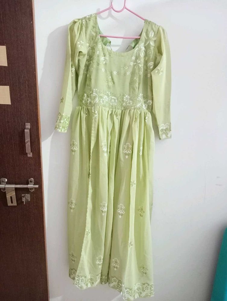 Pista Green New Gown Style Kurti