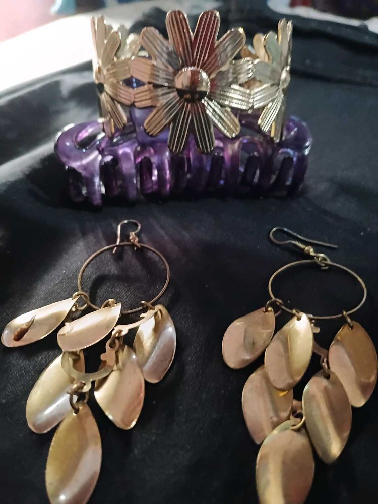 Flower Hair Clip and Earrings Set