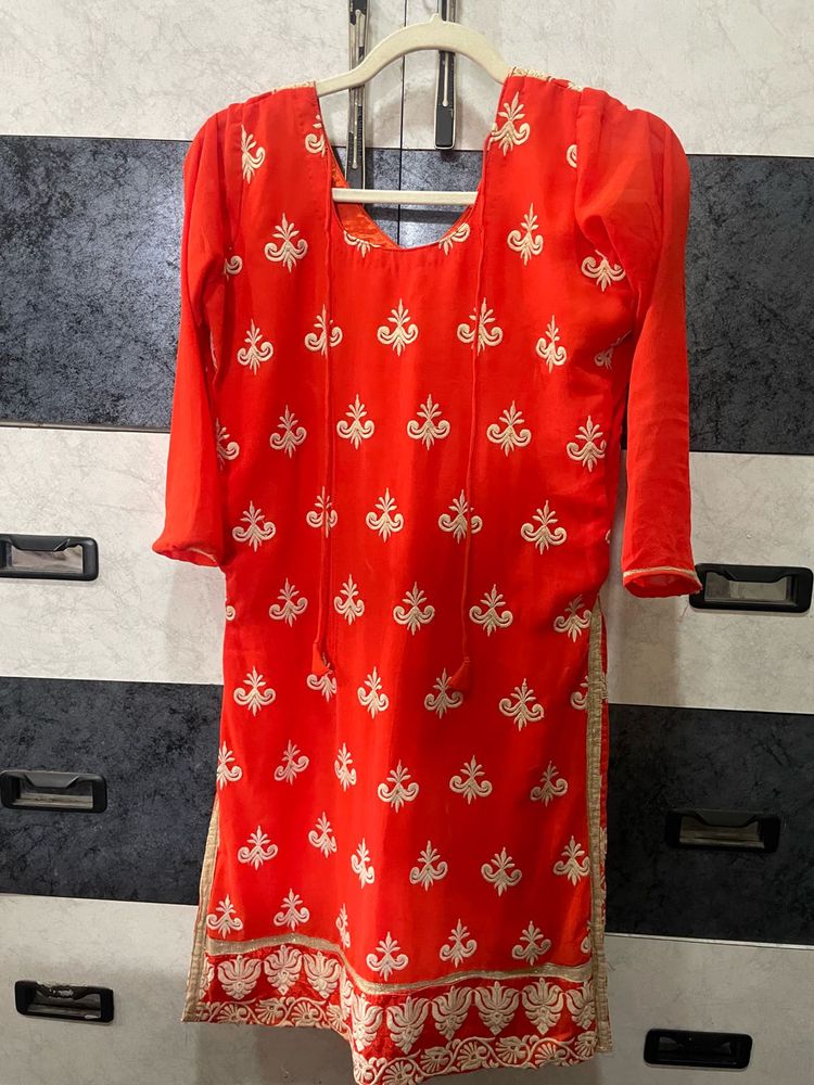 Elegant Embroidered Orange Kurta