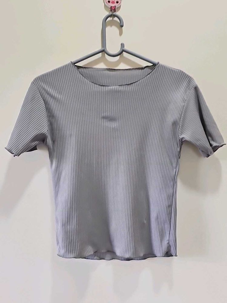 Ribbed Grey Top