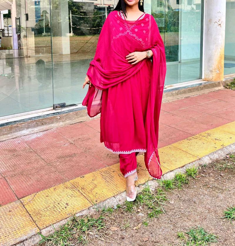 Vibrant Pink Kurta Set with Dupatta
