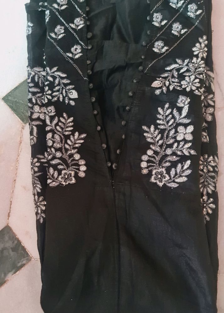 Black Sliver Embroidery Kurta