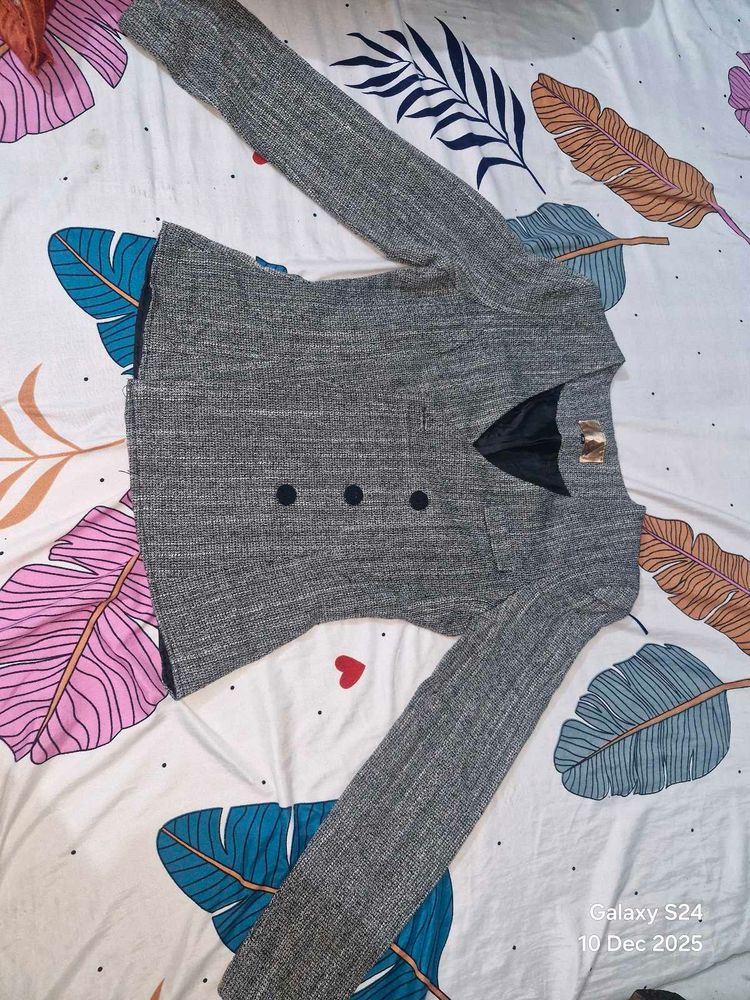 Grey Textured Blazer