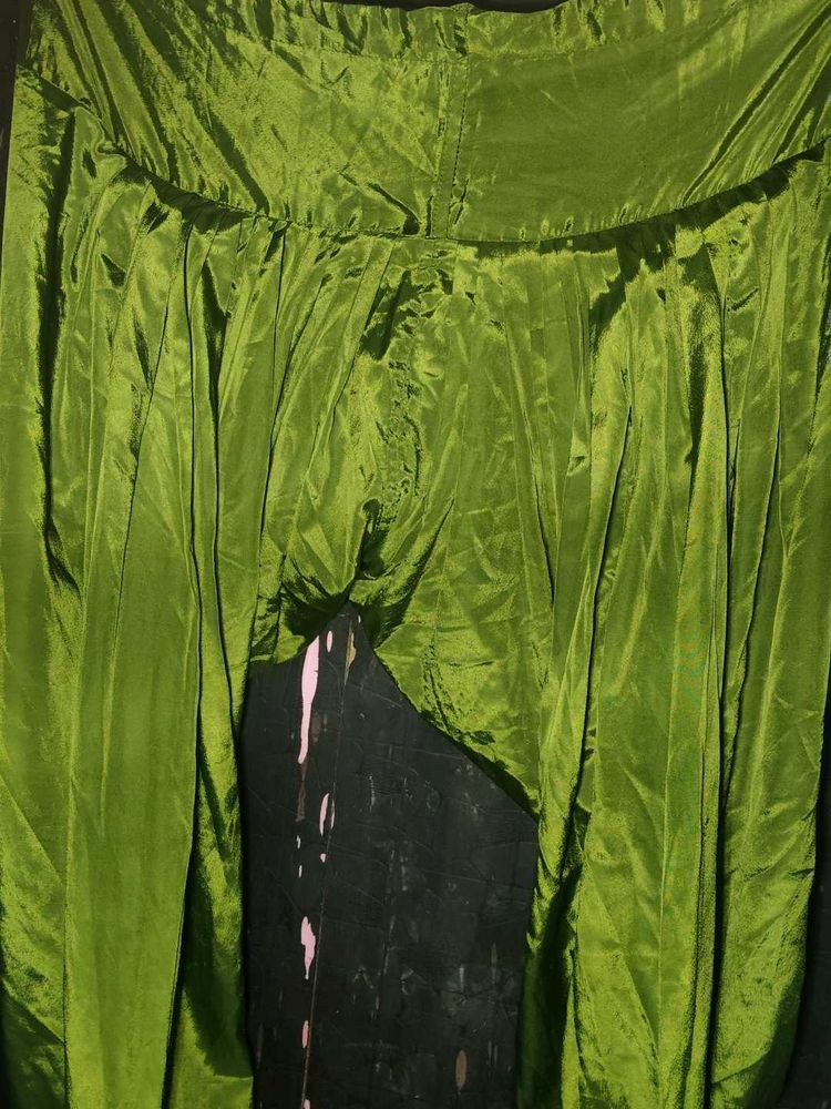 Flowy Green Silk Palazzos