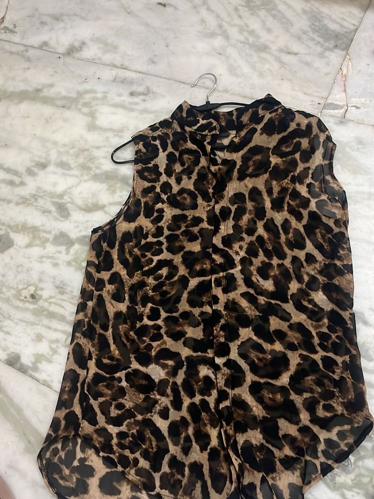 Stylish Leopard Print Sleeveless Top