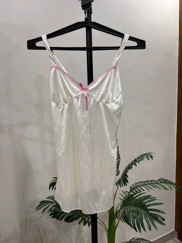 White Satin Camisole Night Gown