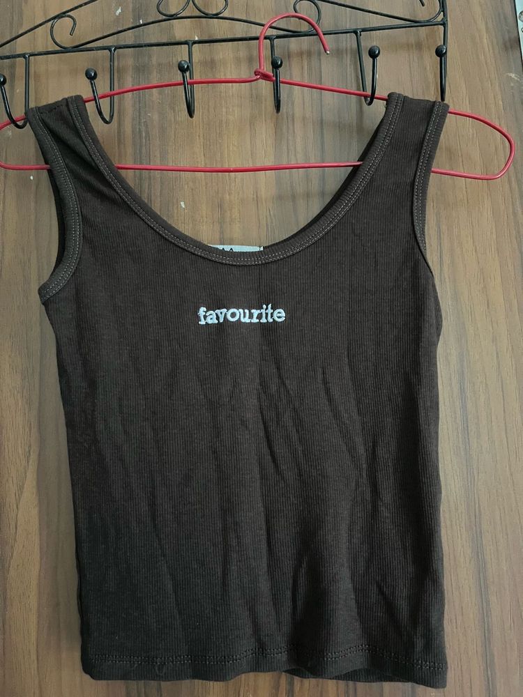 Brown Ribbed "Favourite" Tank Top