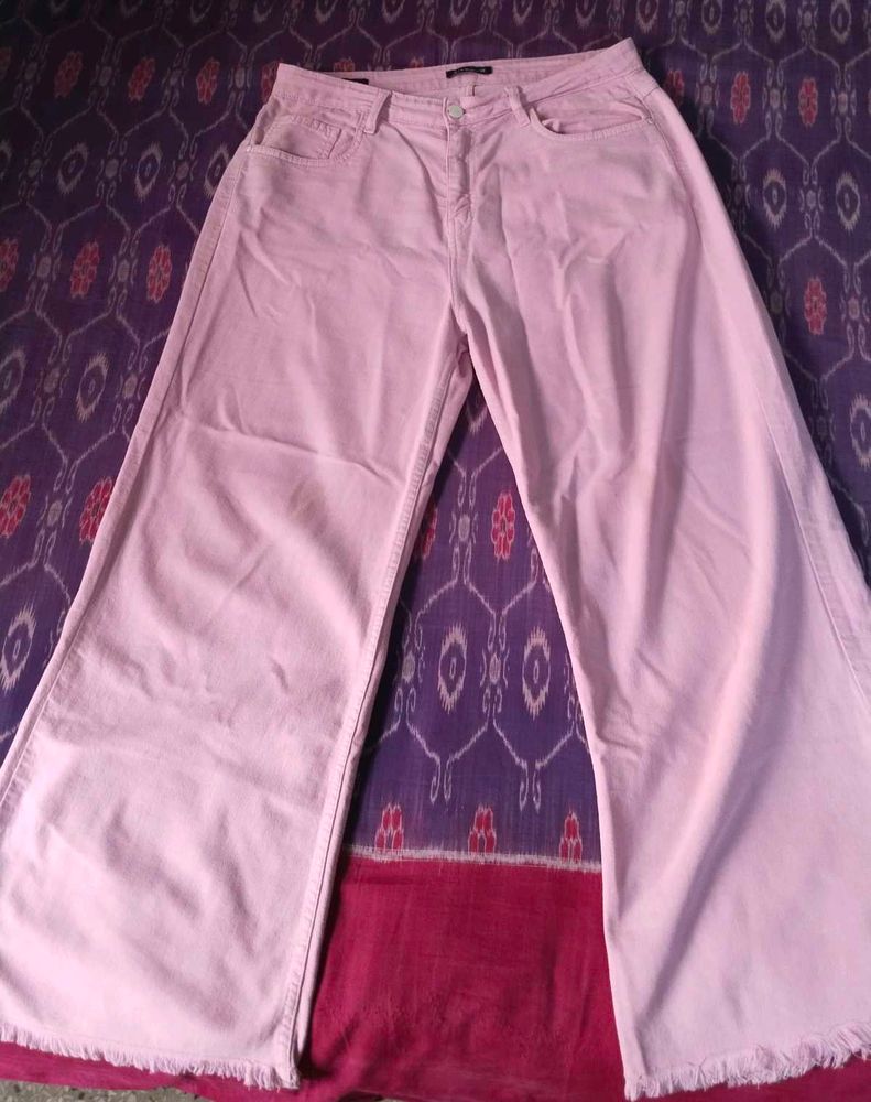 Mast and harbour Light Pink Wide/Flared Jeans