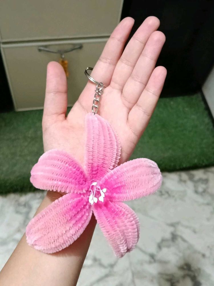 Pink Flower Keychain