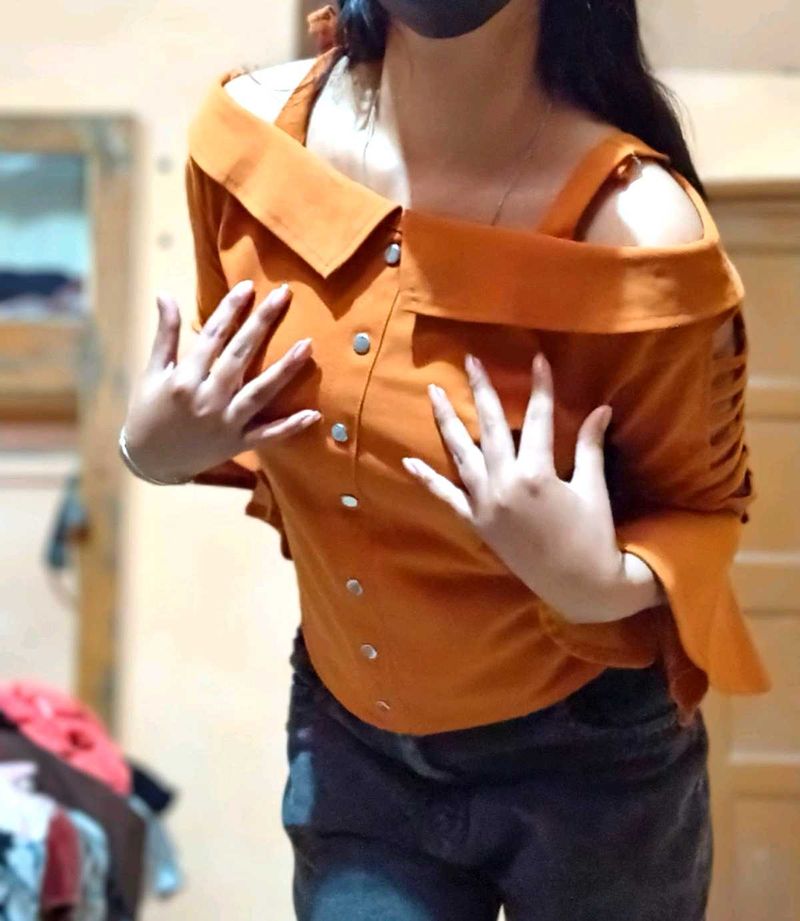 Off-Shoulder Brown Top