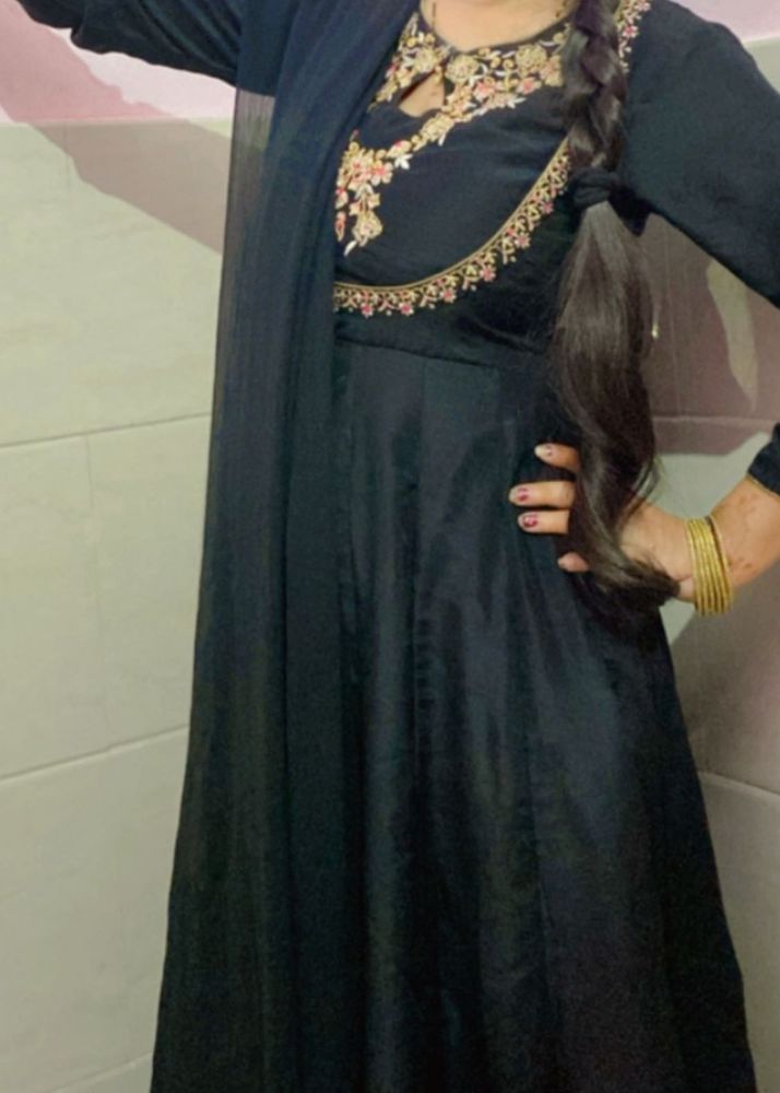 Embroidered Black Anarkali Kurta