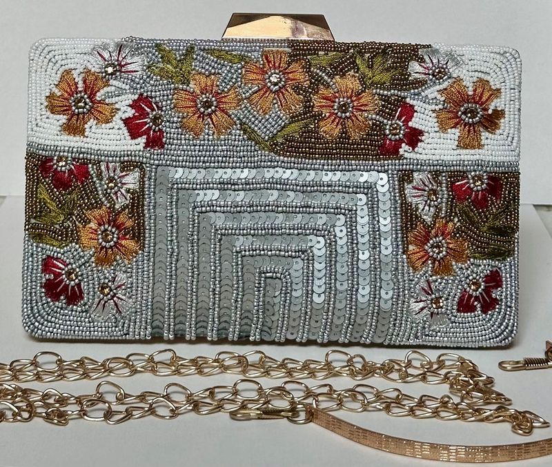 Brand New Embellished Clutch with Chain