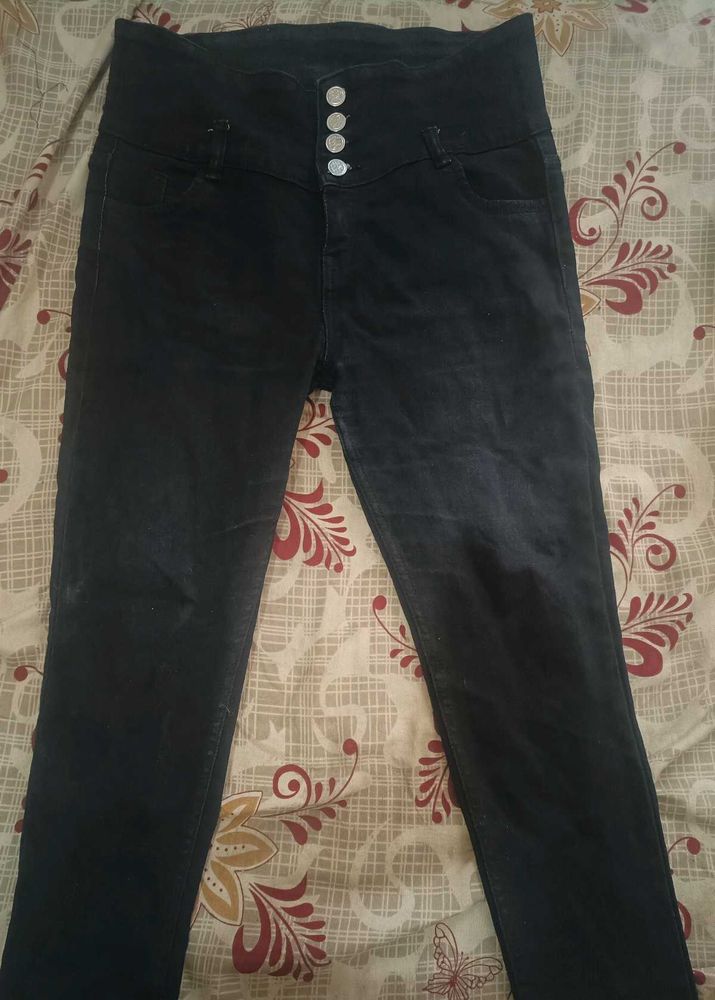 High Waisted Black Denim Jeans