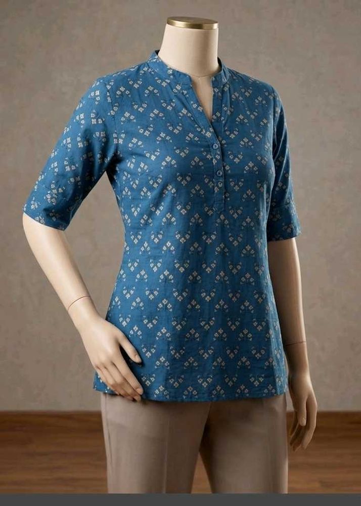 Blue Printed Kurta Top