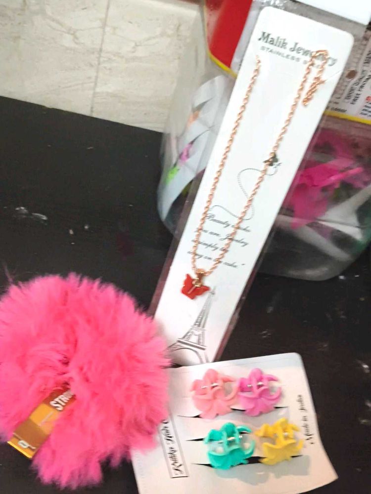 Butterfly Necklace &amp; Hair Clips Set