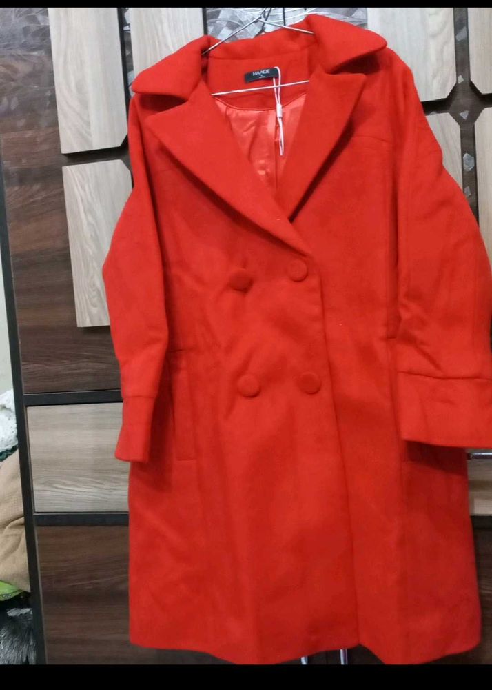 Chic Red Double-Breasted Coat
