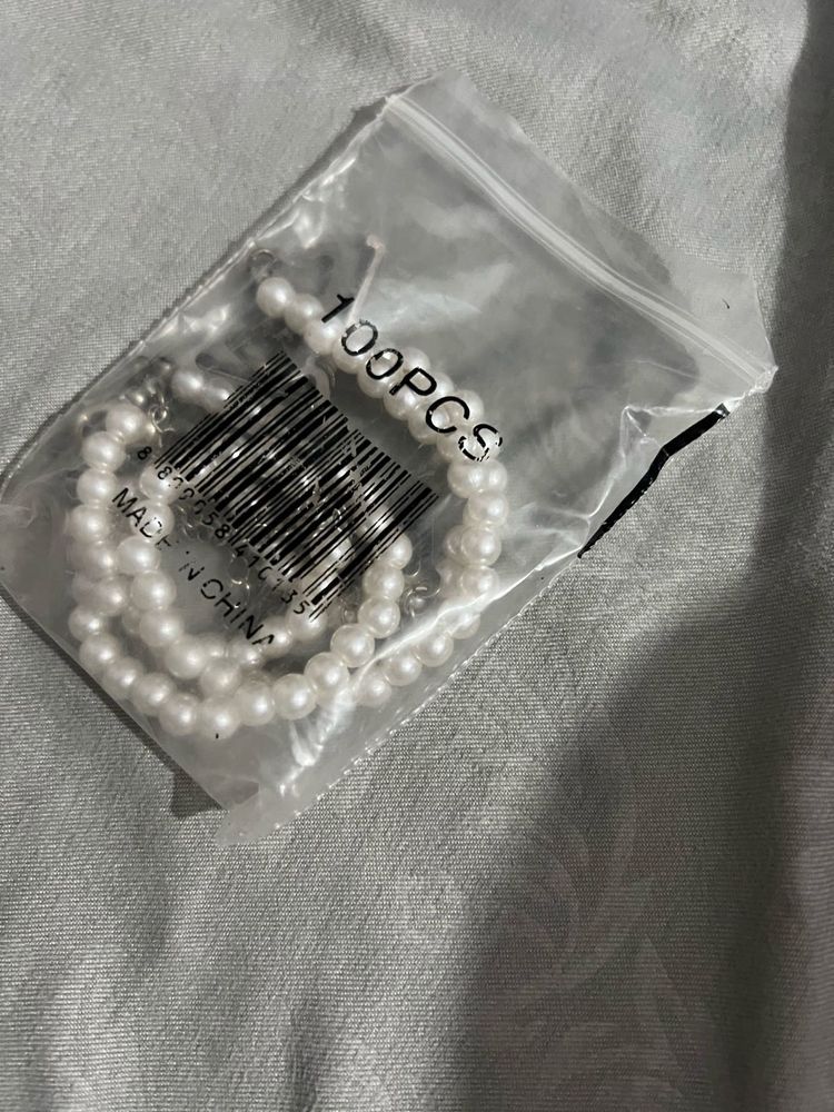 Silver Flower Earrings n pearl strap