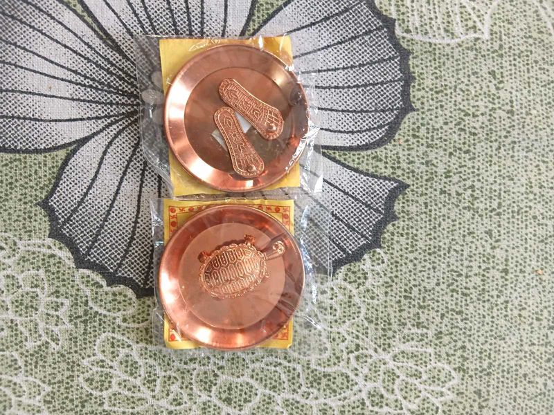 Copper Pooja Paduka &amp; Tortoise (no coins)