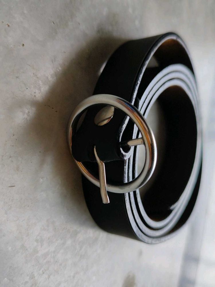 Classic Black Belt with Silver Buckle