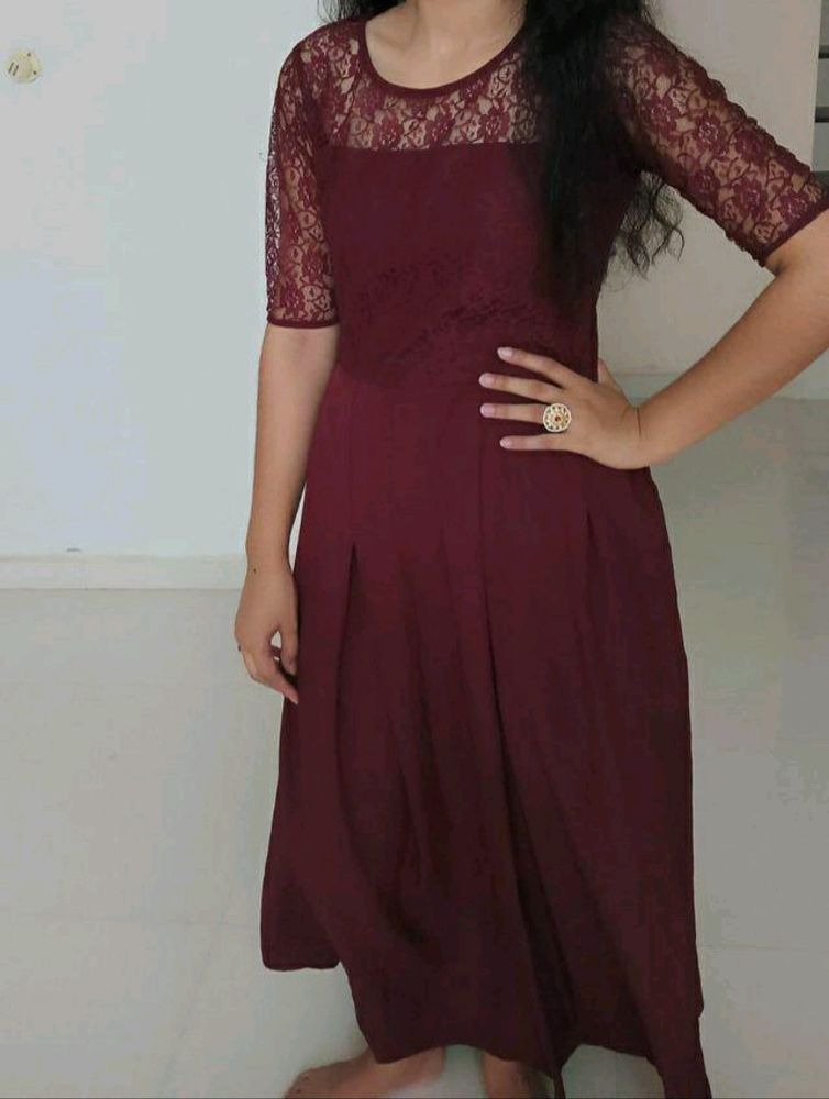 Drees,  Long Dress , Gown , Maroon Dres