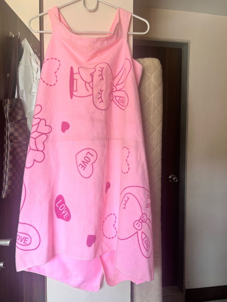 Cute Pink Bath Robe with Bunny Print