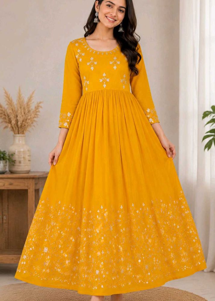 Beautiful Yellow Embroidered Gown