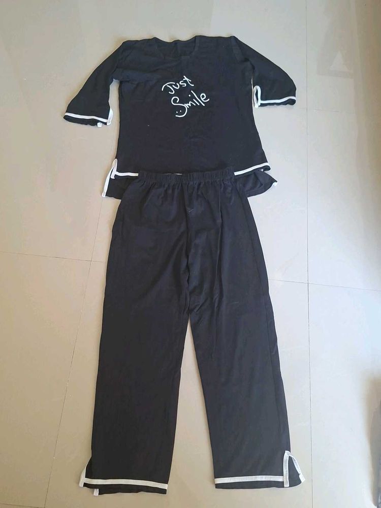 Black "Just Smile" Pajama Set
