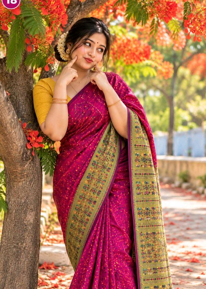 Beautiful Magenta Printed Saree