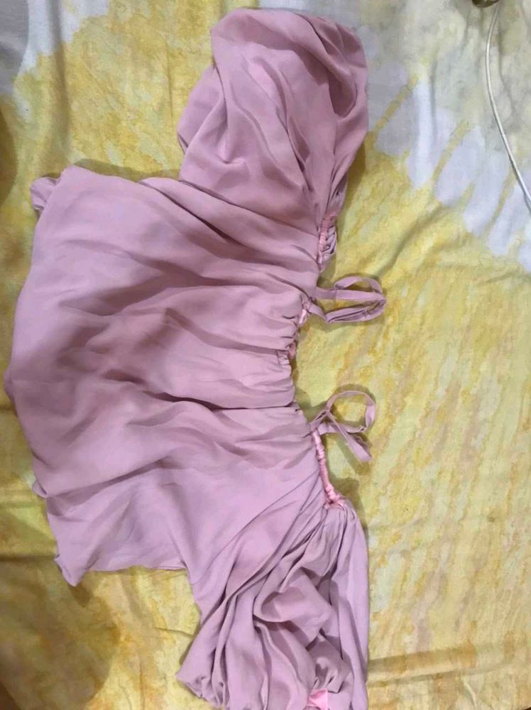 Elegant Pink Ruched Gown