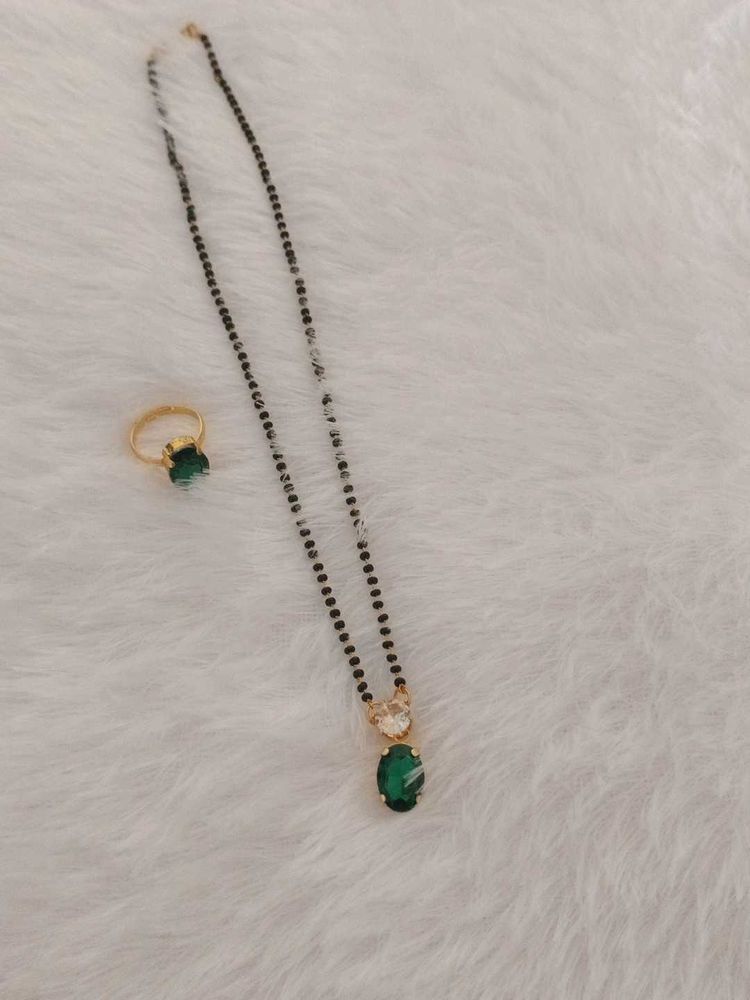 Emerald Ring &amp; Mangalsutra Set