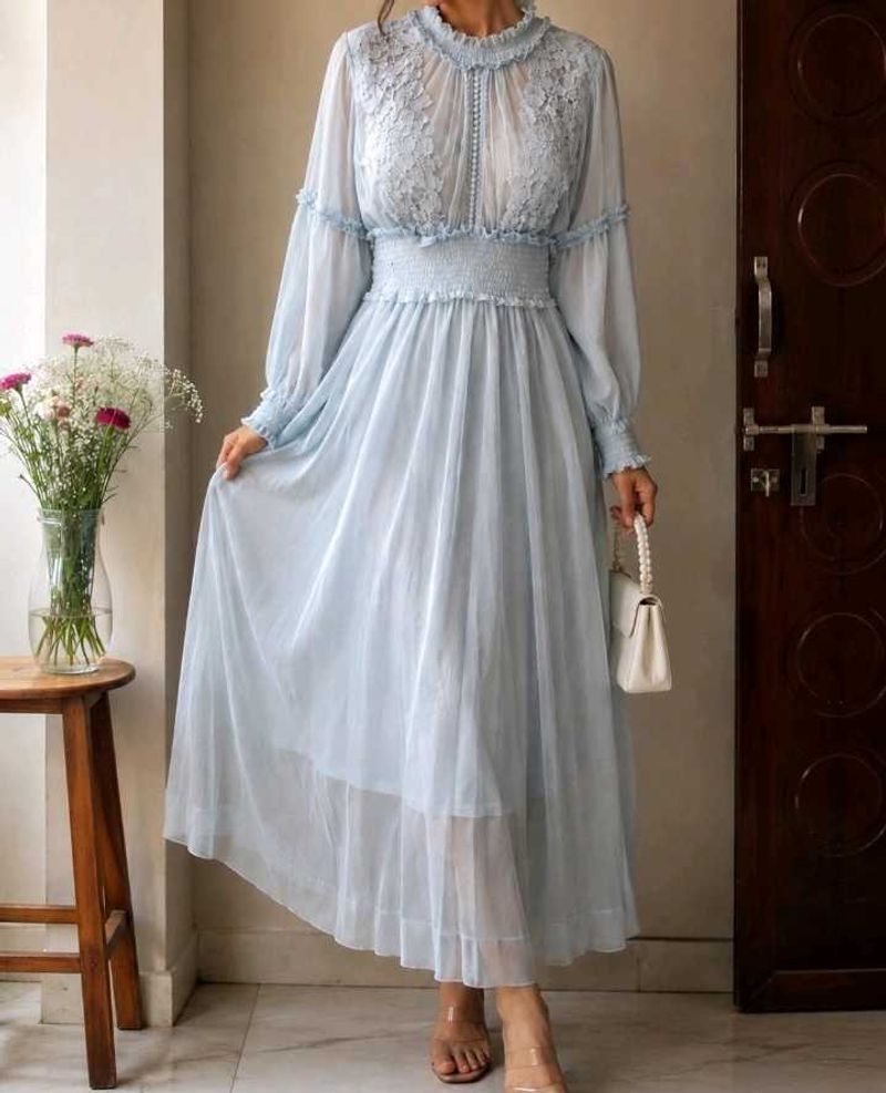 Elegant Light Blue Maxi Dress