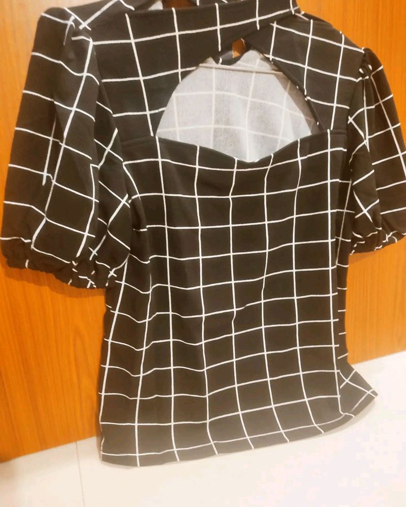 SHEIN OFFICIAL Grid pattern Top