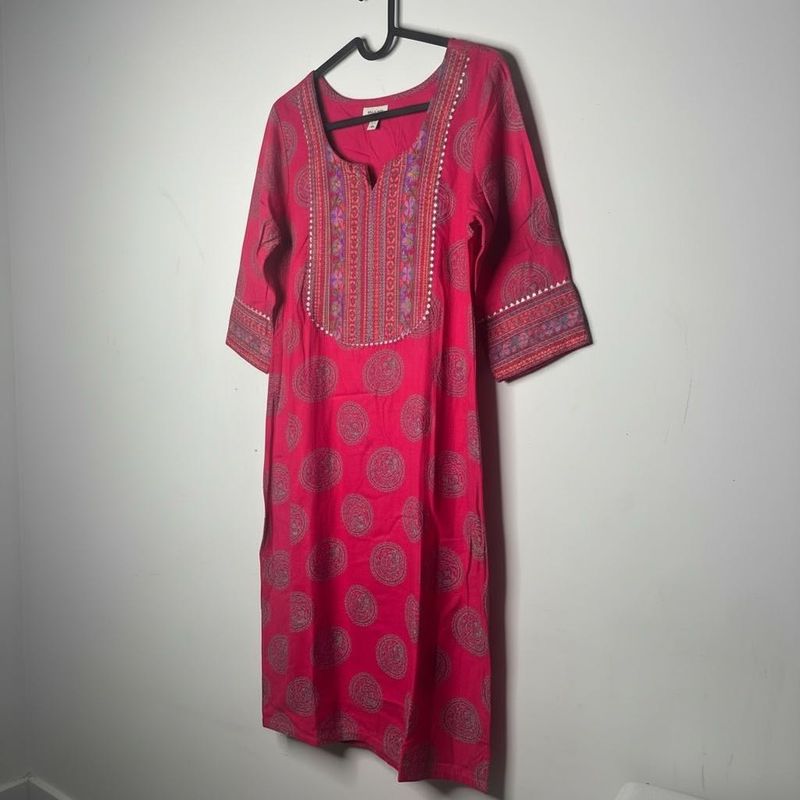 Pink Printed Kurta with dupatta