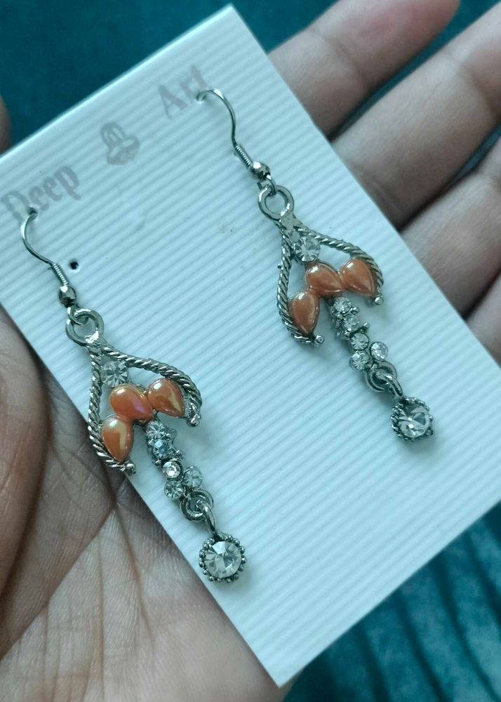 Brand new Elegant Drop Earrings with Orange Beads