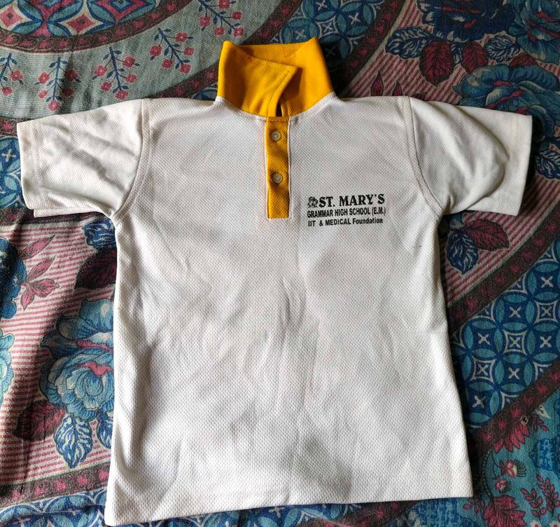 White &amp; Yellow Polo T-Shirt