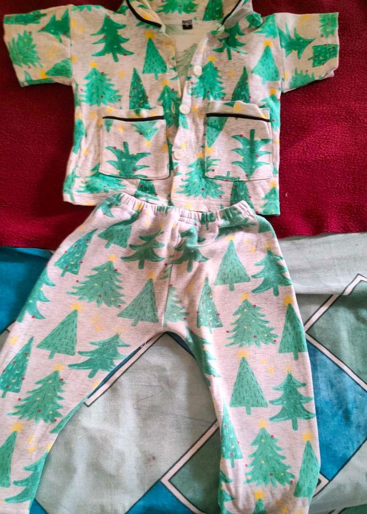 Night suit Adorable Christmas Tree Pajama Set