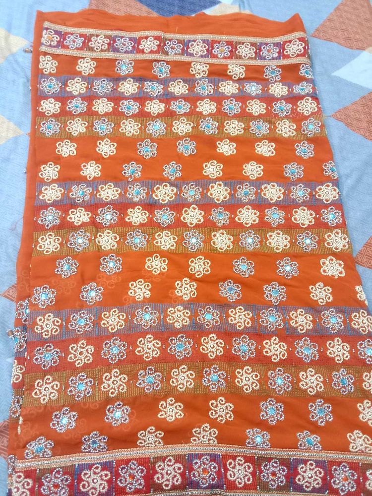 Orange Embroidered Sari