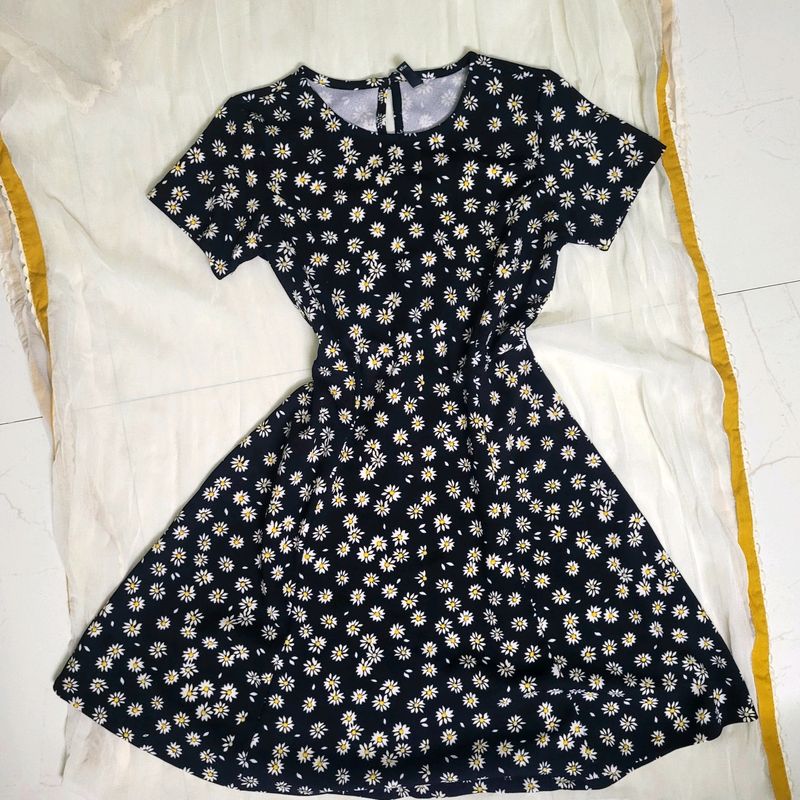 Black Floral Fit and Flare Dress