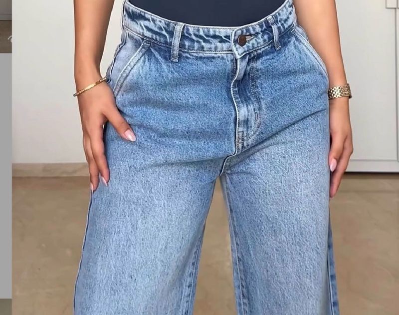off duty ice blue wide legs jeans