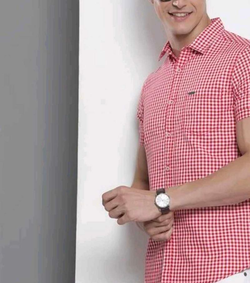 Men's Red Gingham Short Sleeve Shirt♥️😍