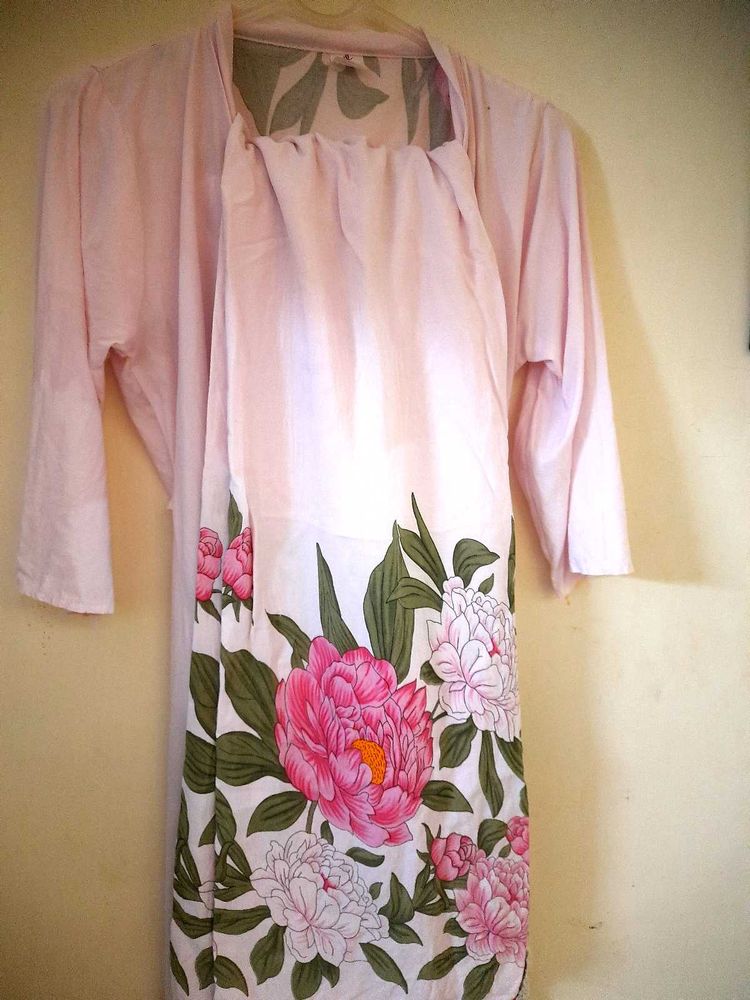 Pink Floral Kurta Set
