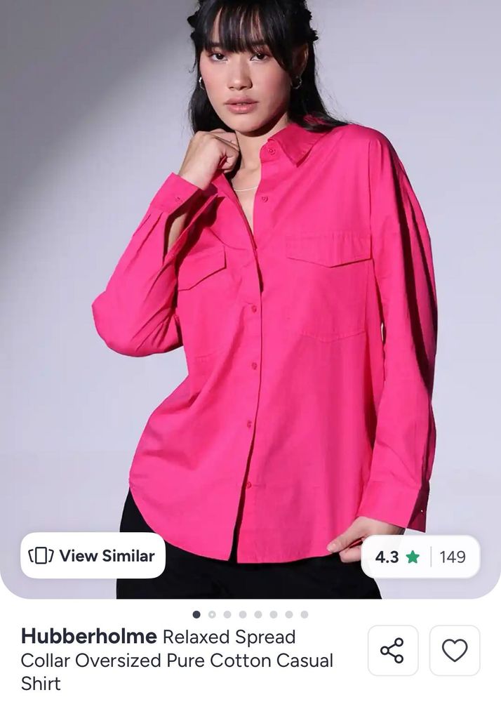 Vibrant Pink Cotton Oversized Shirt