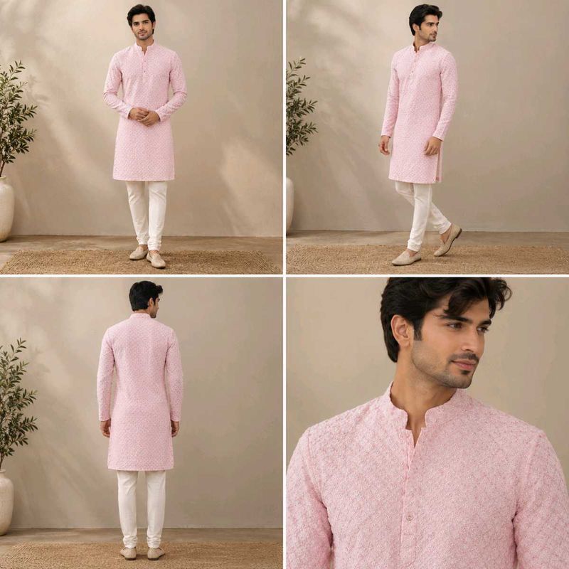 Pink Chikankari Kurta