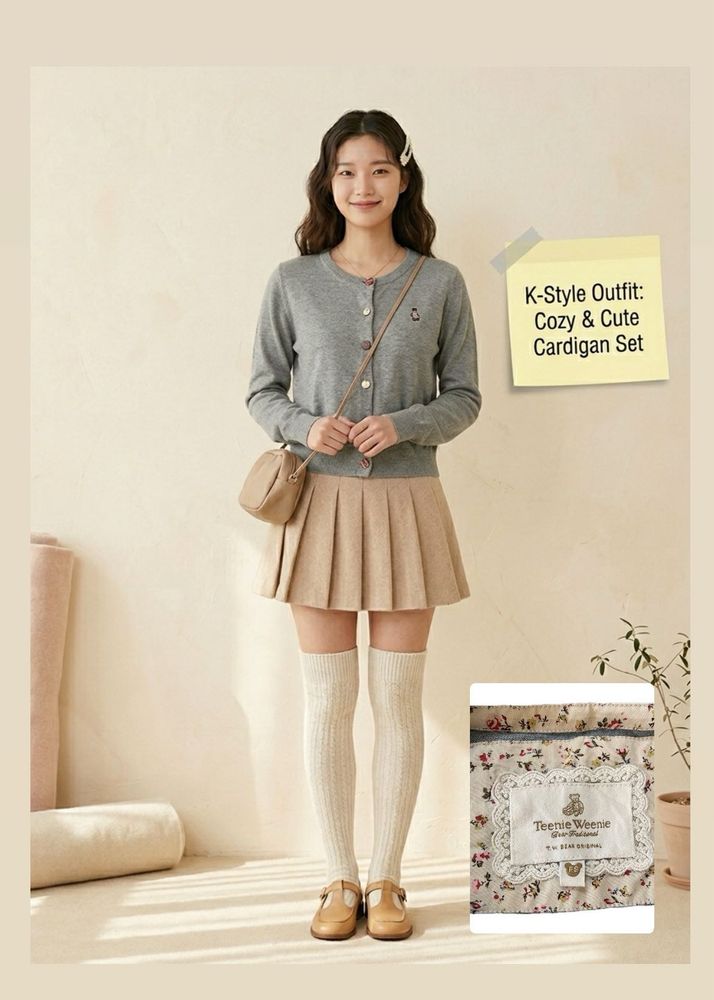 Light Green Cardigan with Cute Penguin Detail